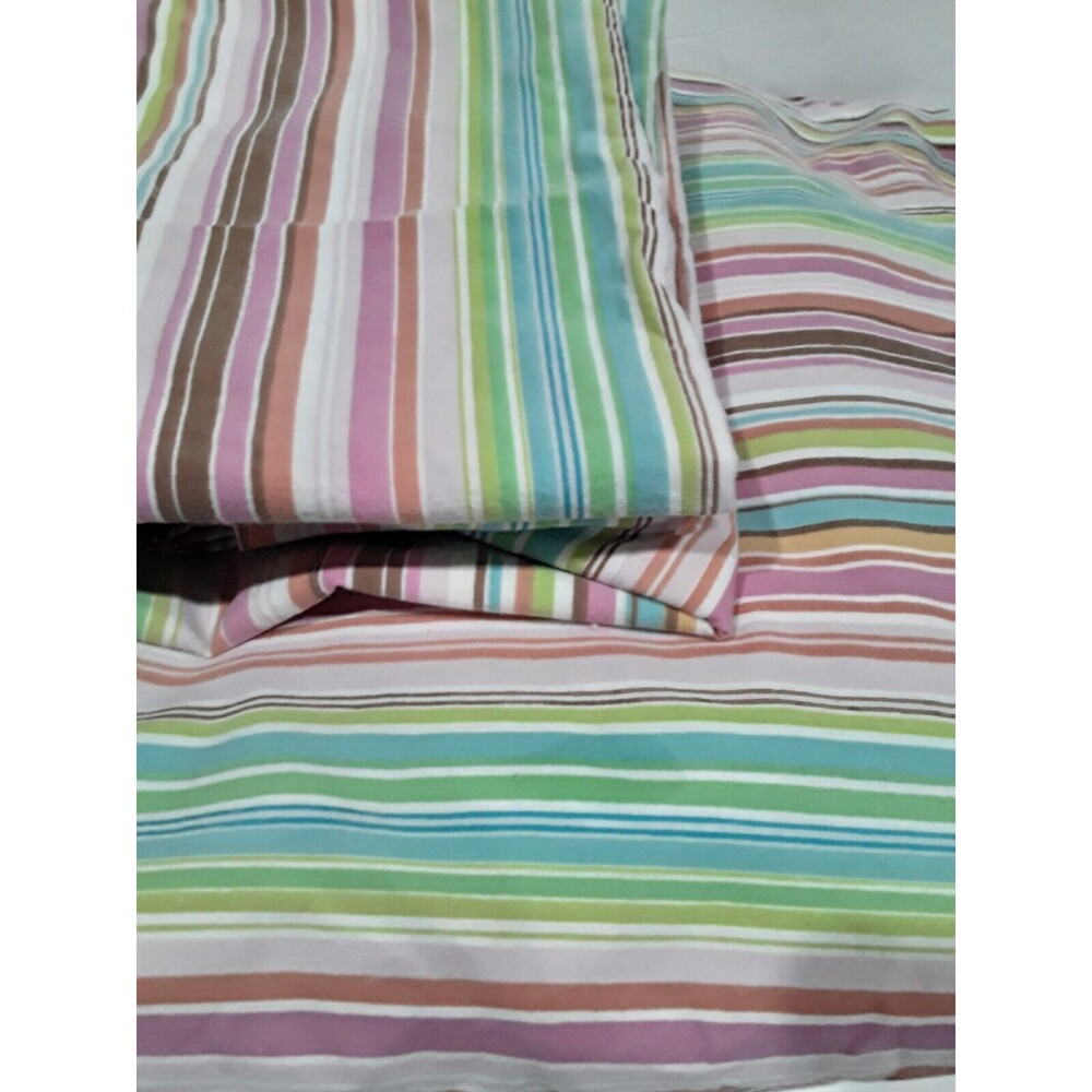 Vintage Laura Ashley Sheets Flat, Fitted Sheet and 2 Pillowcases, Striped. Twin - Picture 2 of 3